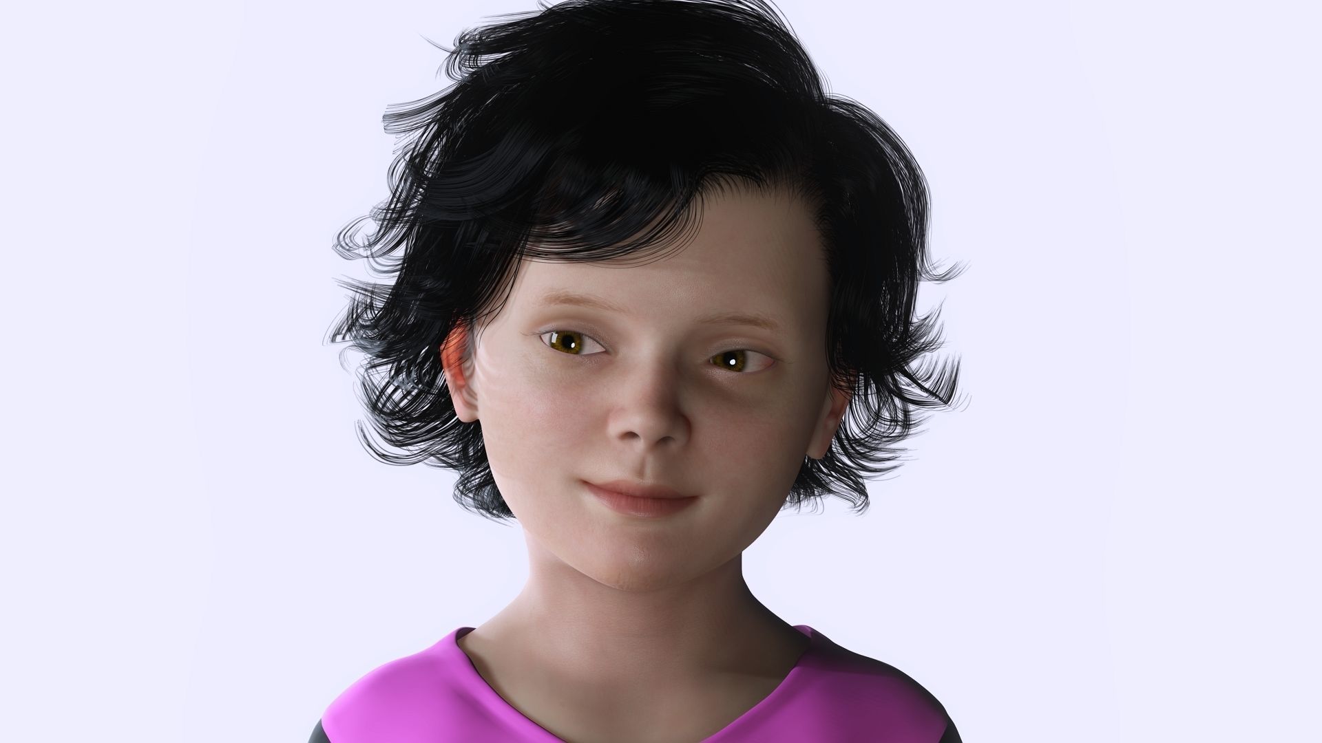 Realistic Girl child Low-poly 3D model_12