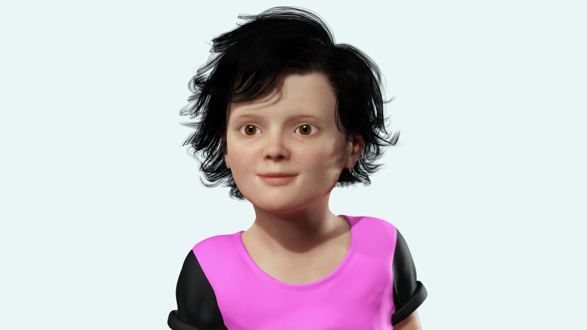 Realistic Girl child Low-poly 3D model_8