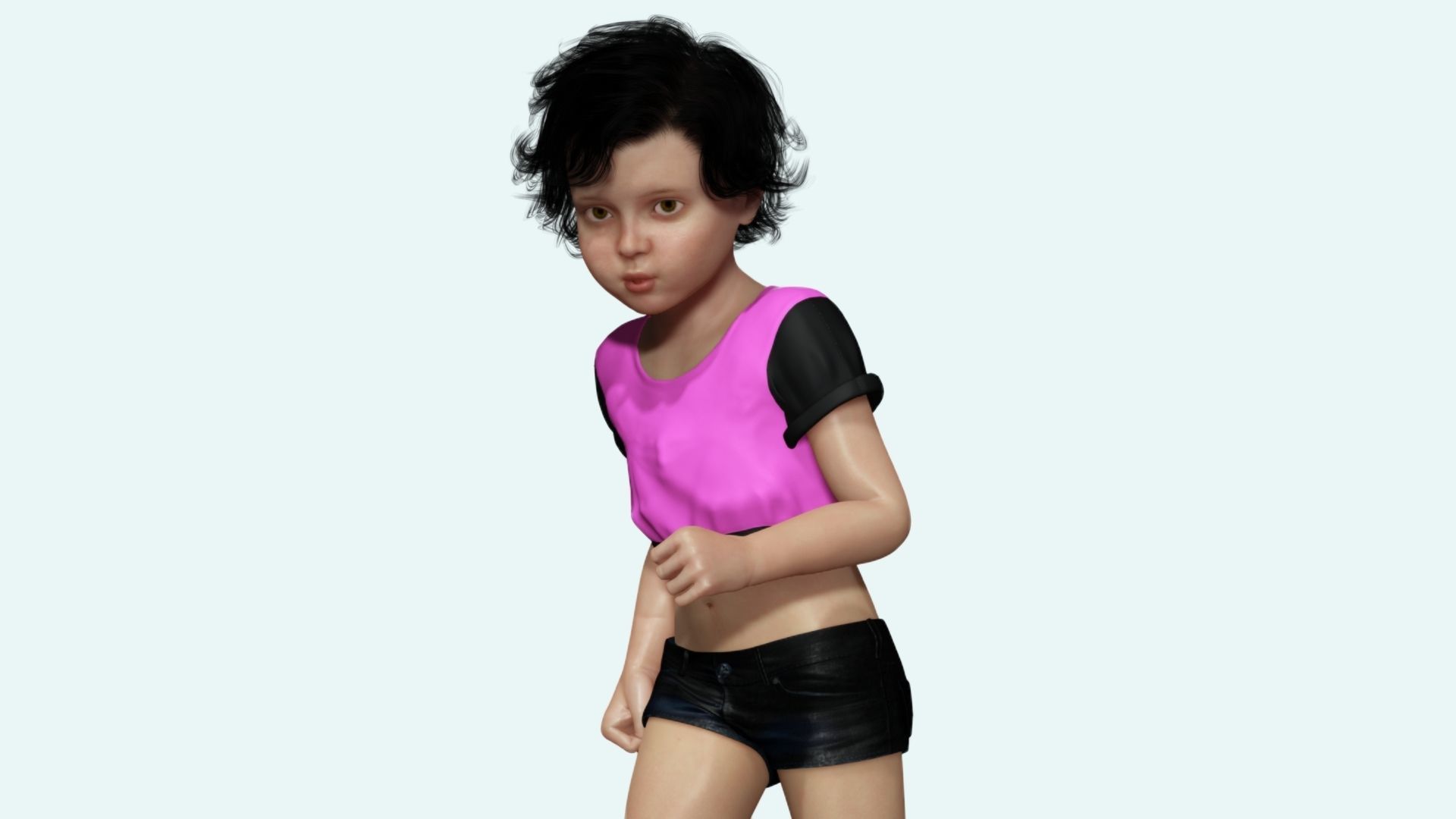 Realistic Girl child Low-poly 3D model_7