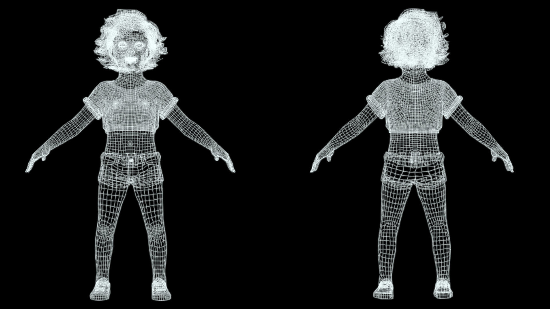 Realistic Girl child Low-poly 3D model_14