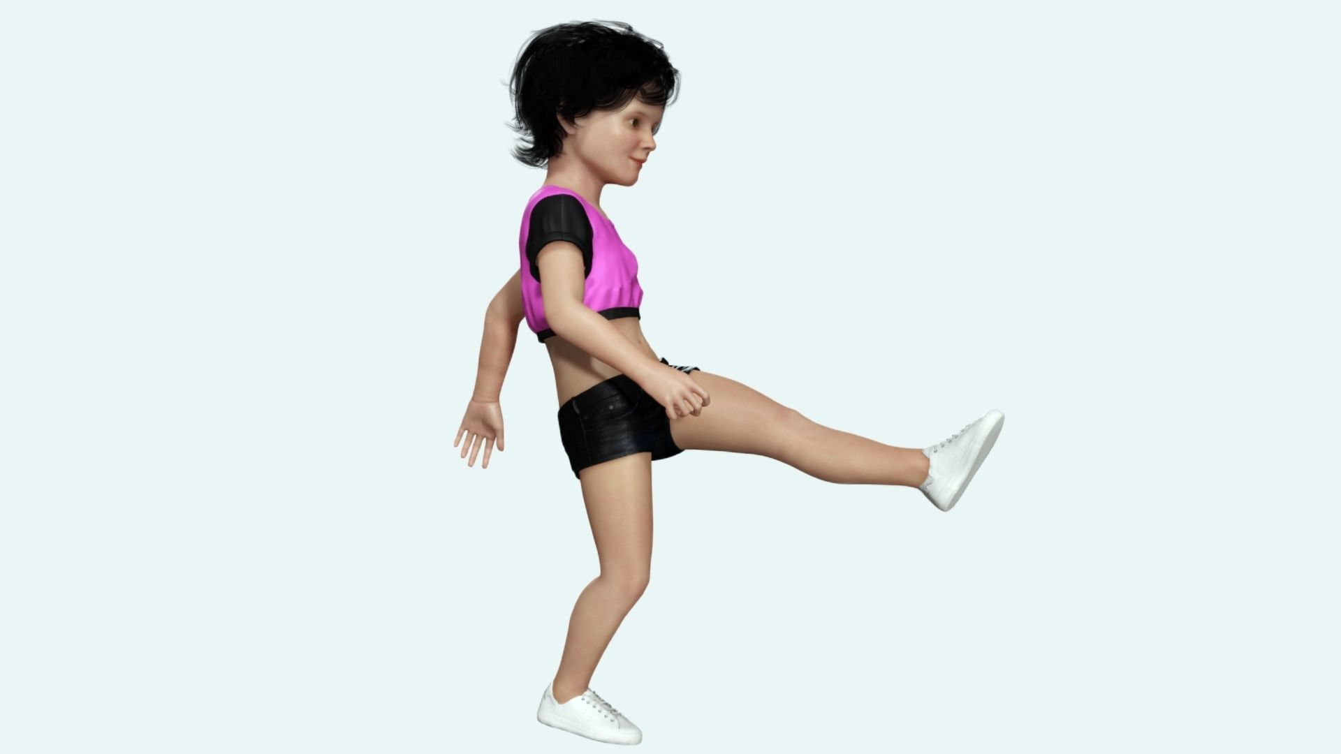 Realistic Girl child Low-poly 3D model_4