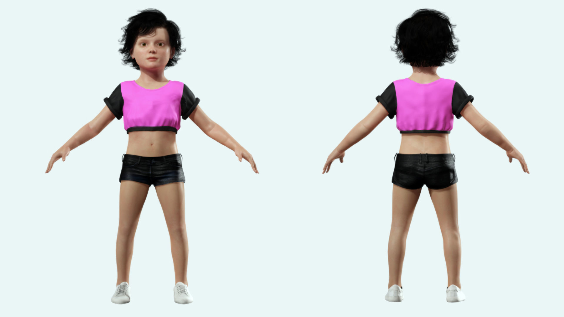 Realistic Girl child Low-poly 3D model_2