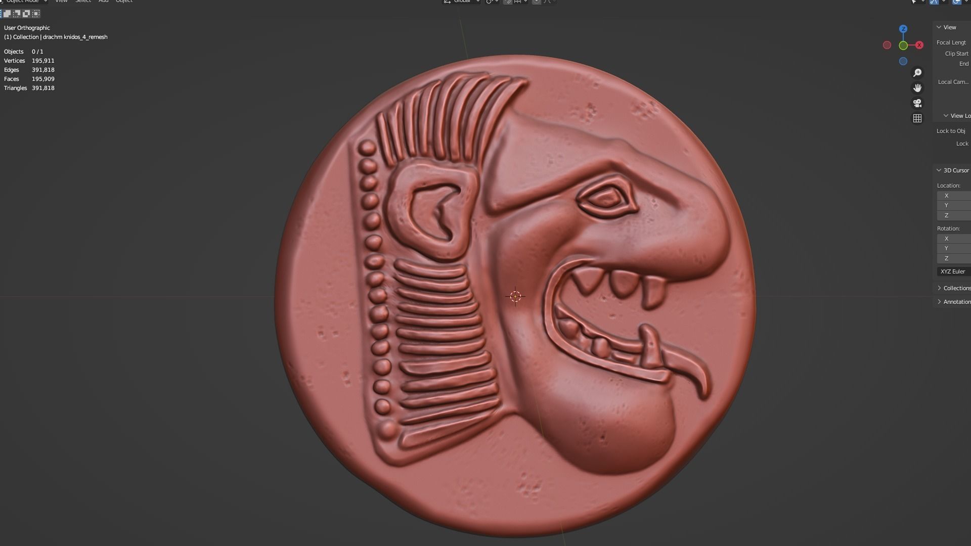 Drachm Knidos coin 3D print model_7