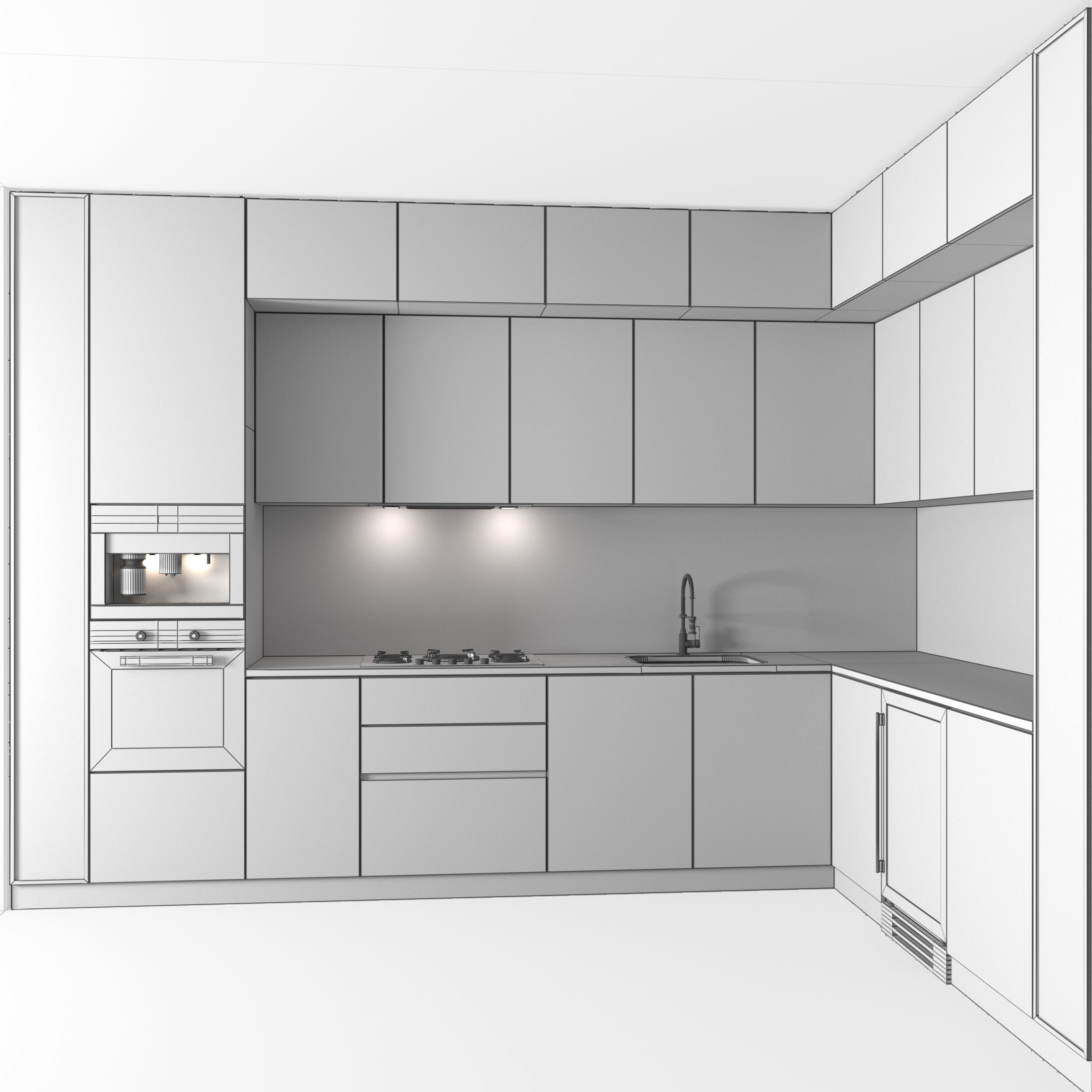 Kitchen Modern 26 - Corner Kitchen 3D model_3
