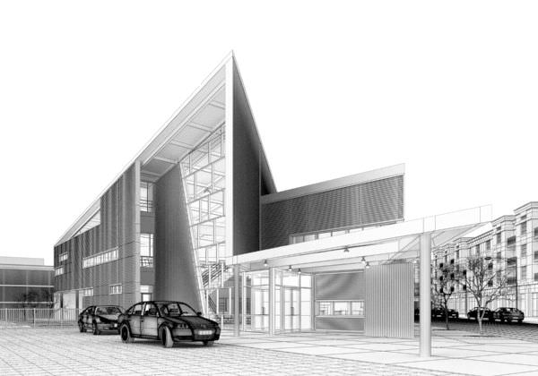 Modern Office Building 3D model_1