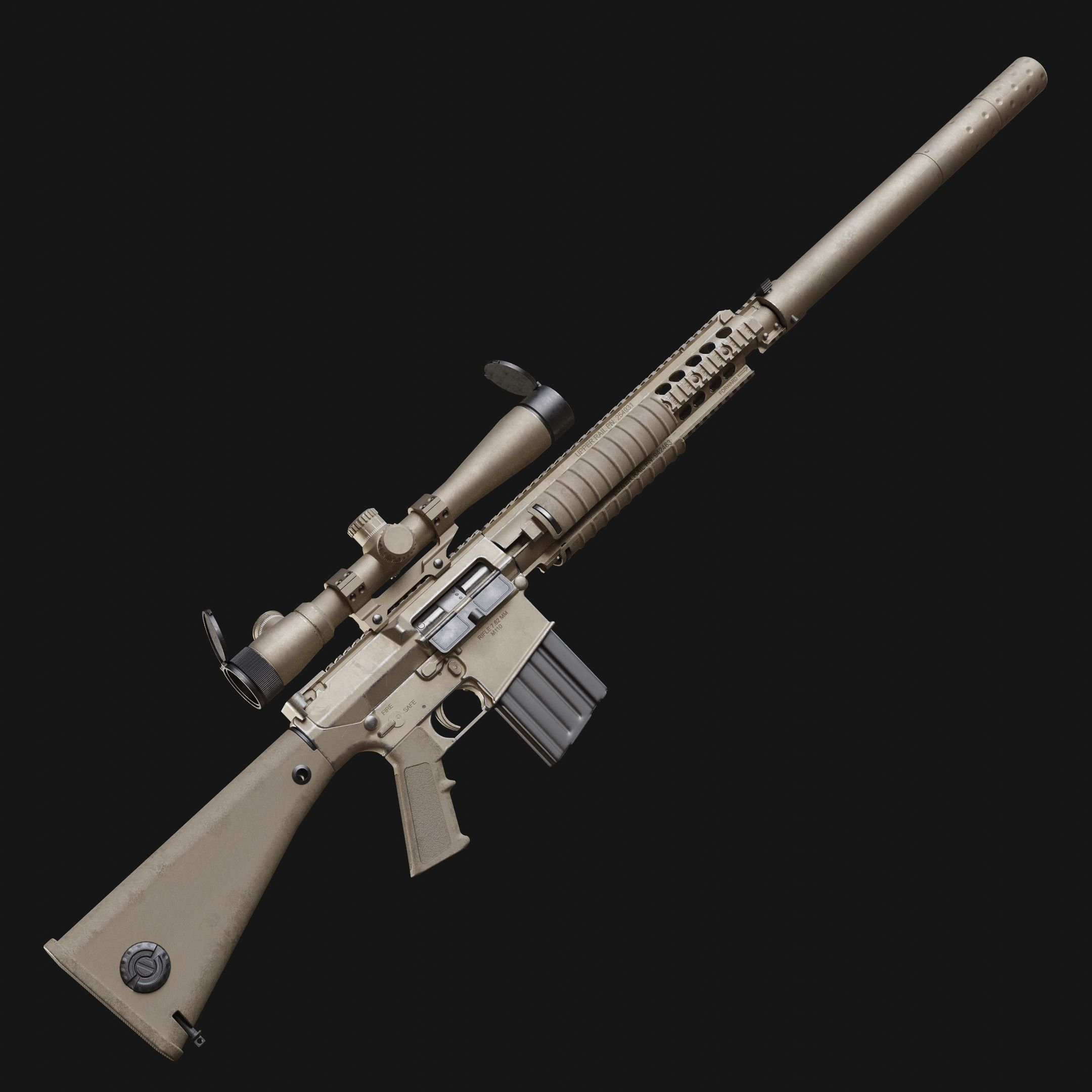 M110 SASS Low-poly 3D model_3