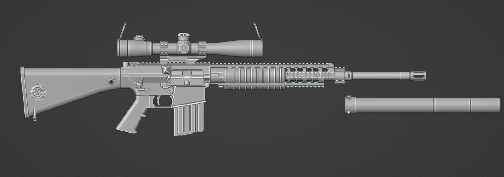 M110 SASS Low-poly 3D model_6
