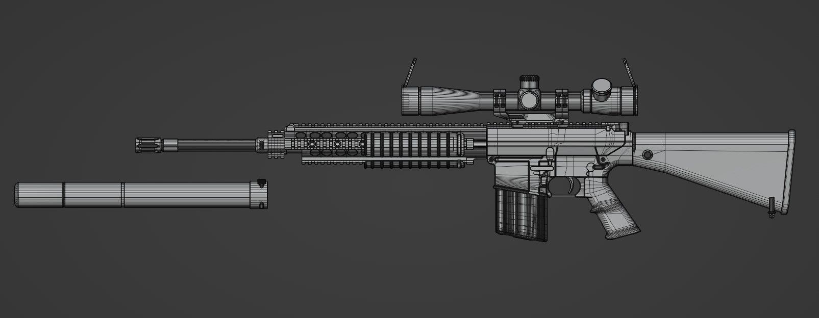 M110 SASS Low-poly 3D model_5