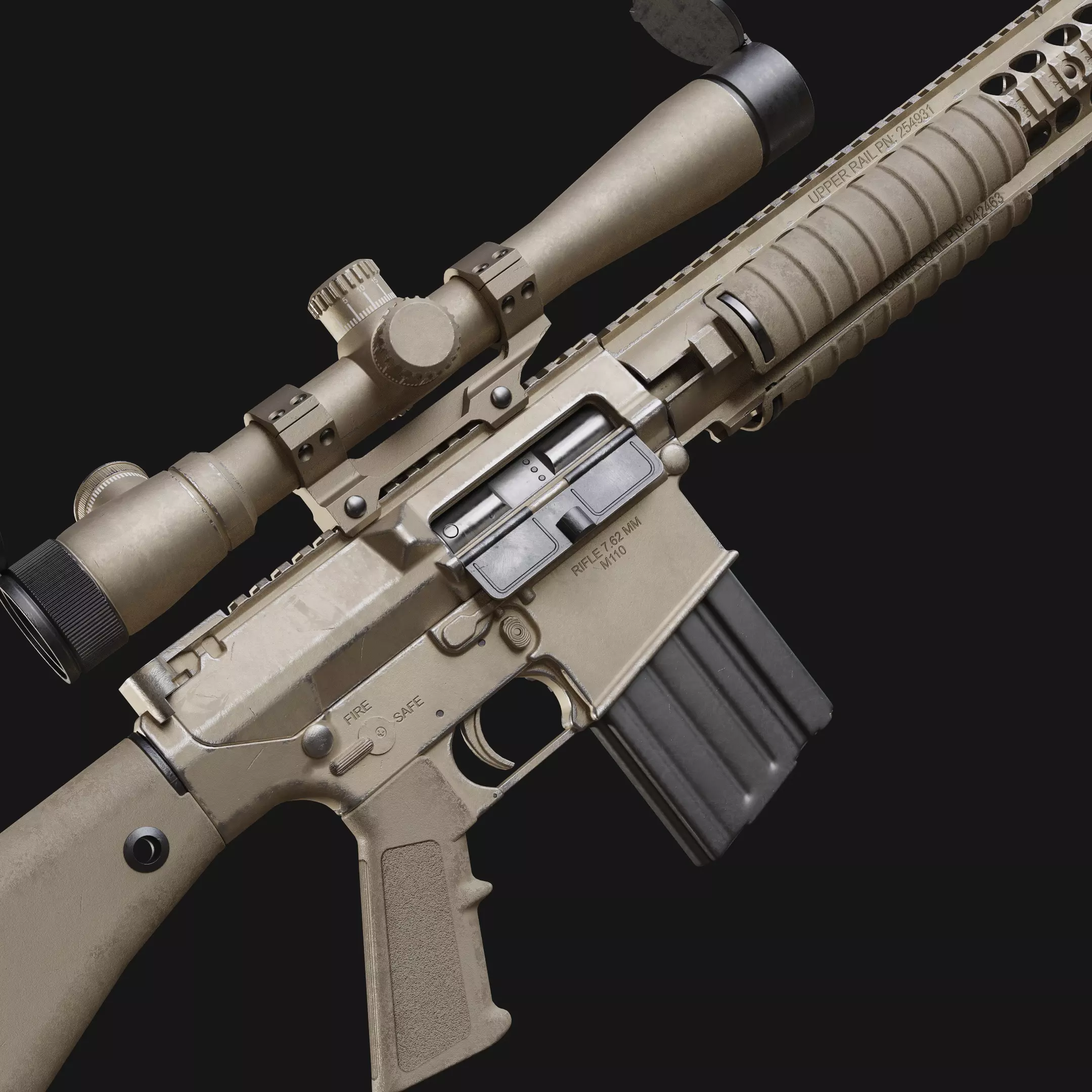 M110 SASS Low-poly 3D model_0