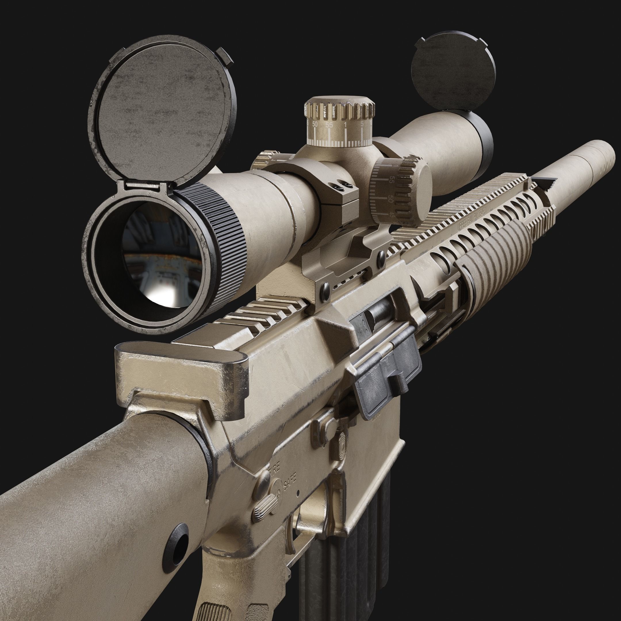 M110 SASS Low-poly 3D model_1