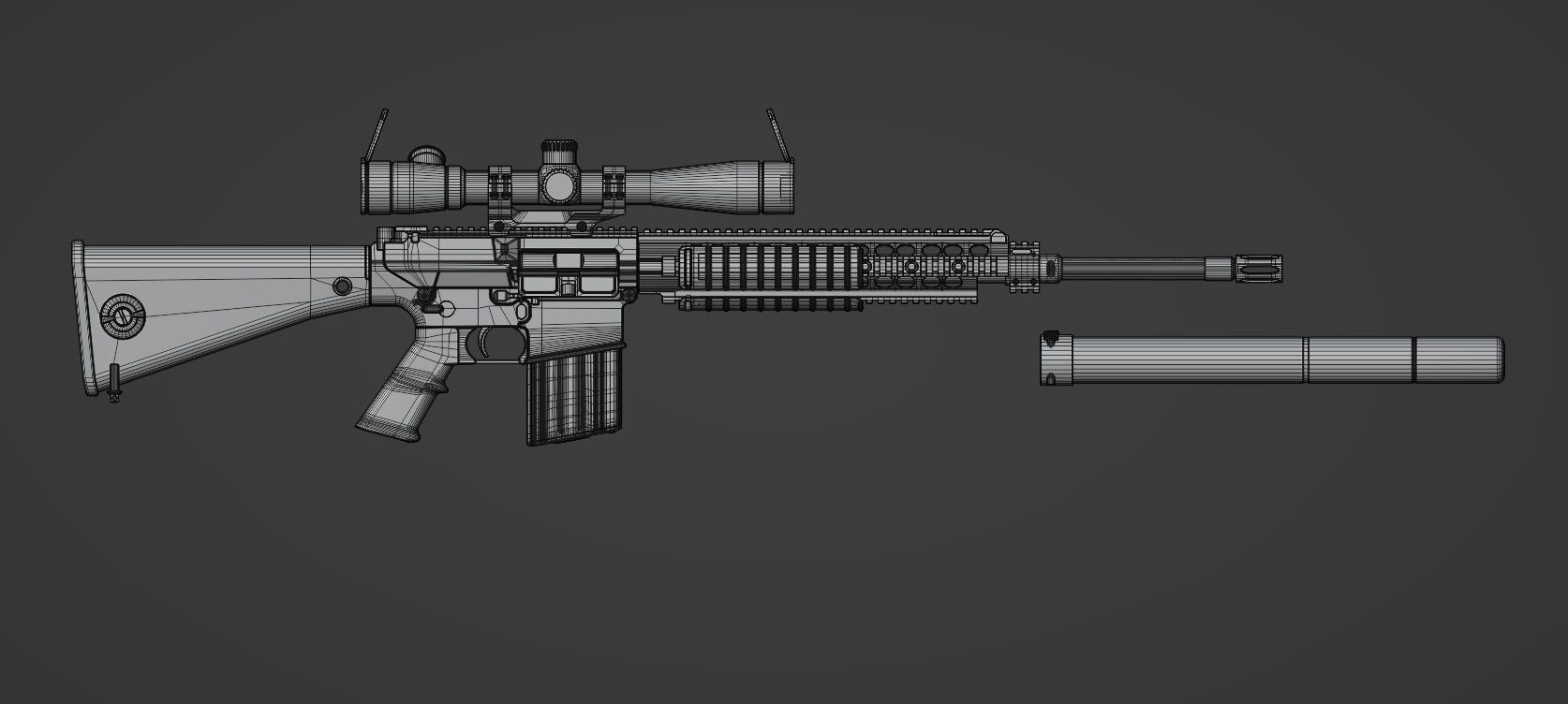 M110 SASS Low-poly 3D model_4