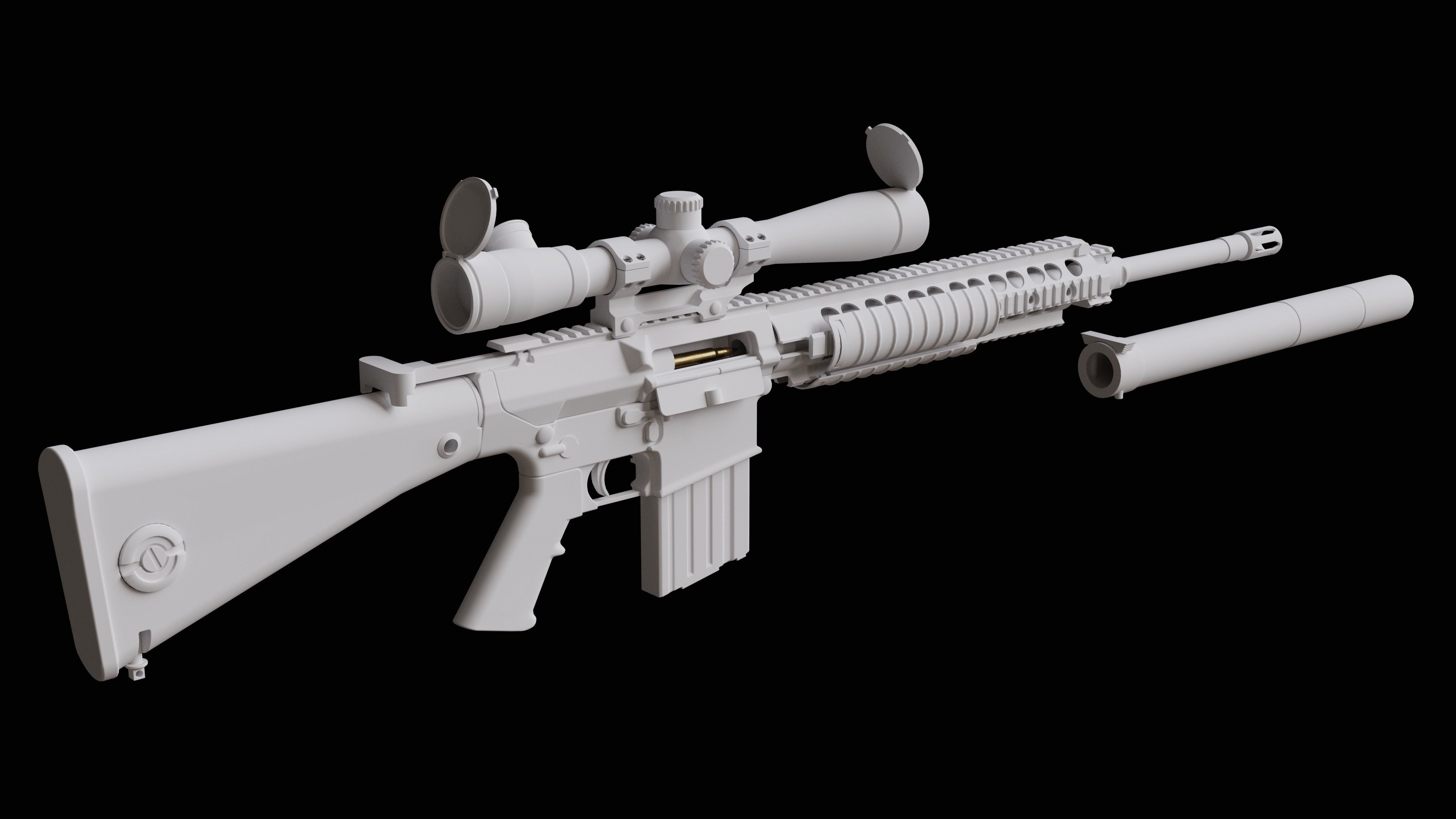 M110 SASS Low-poly 3D model_7