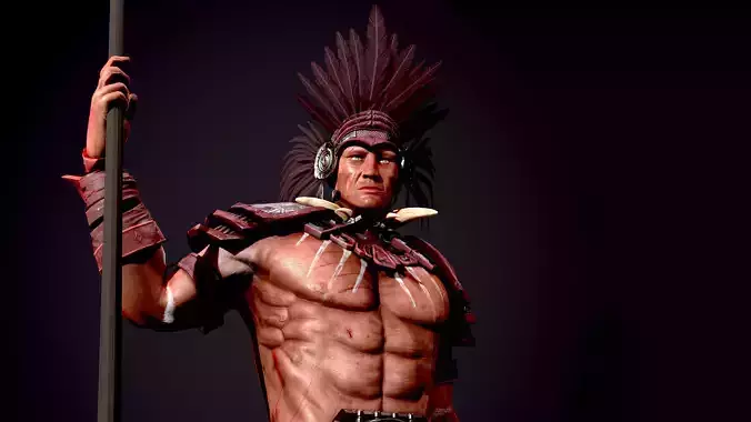 Aztec warrior Low-poly 3D model