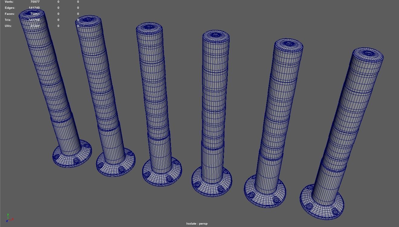 Bollards Pack Low-poly 3D model_17