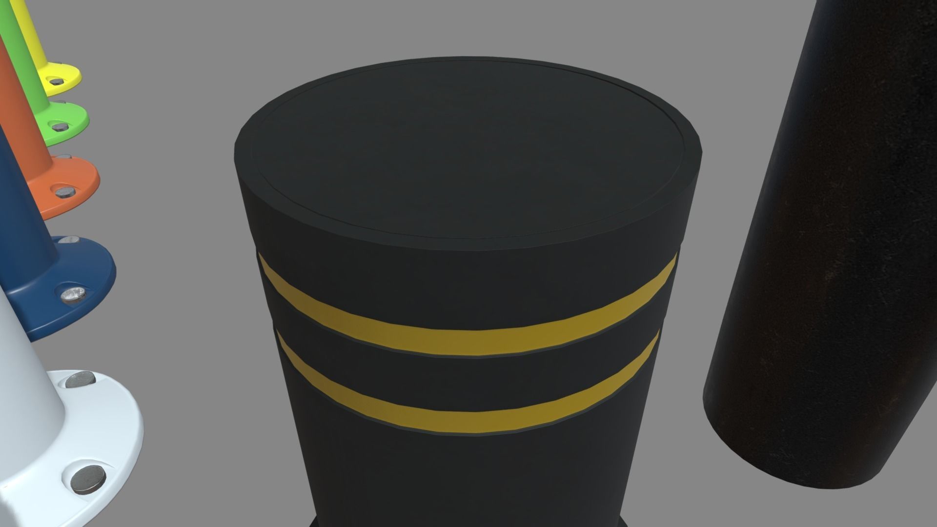Bollards Pack Low-poly 3D model_7