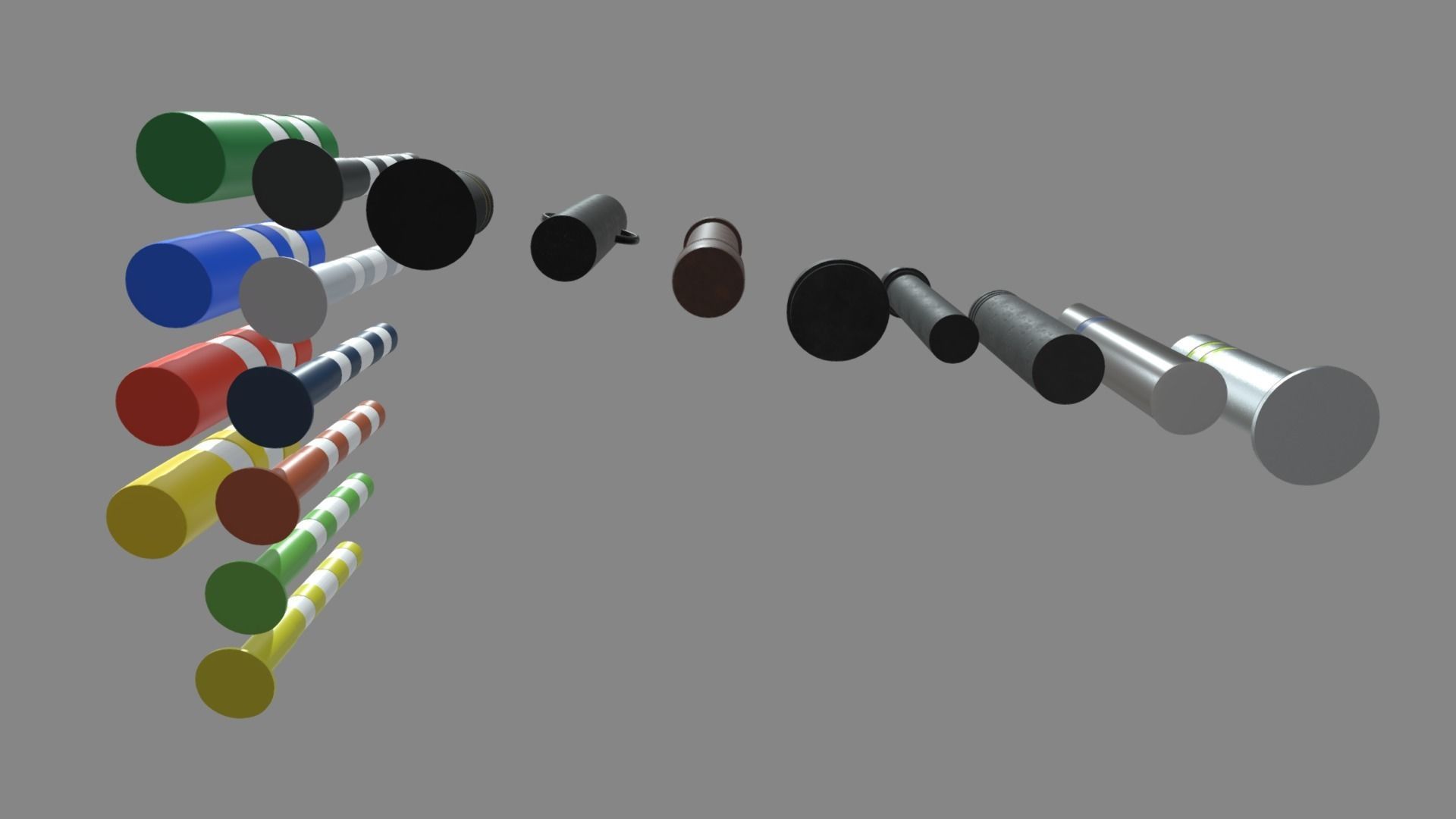 Bollards Pack Low-poly 3D model_1