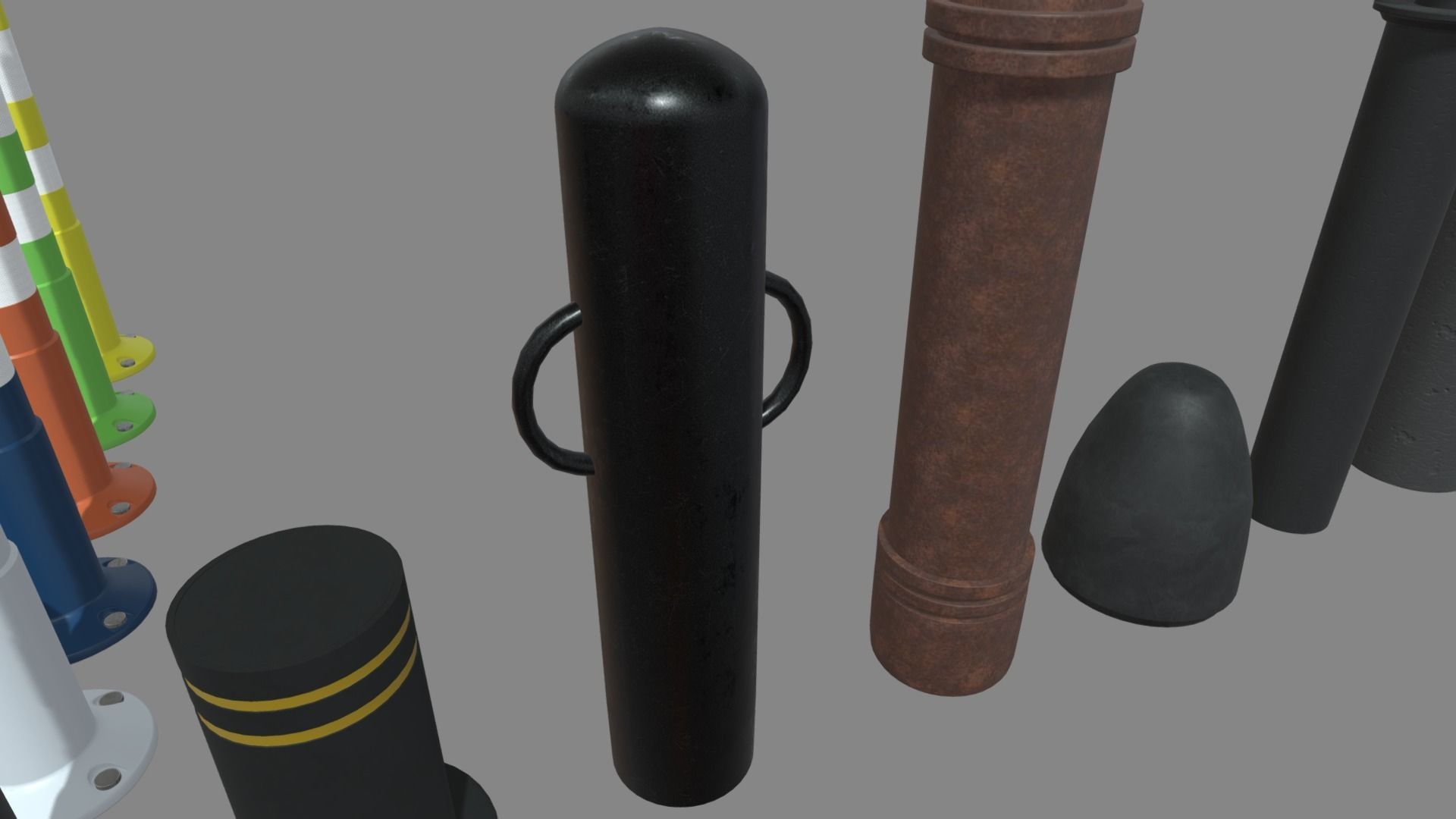 Bollards Pack Low-poly 3D model_8