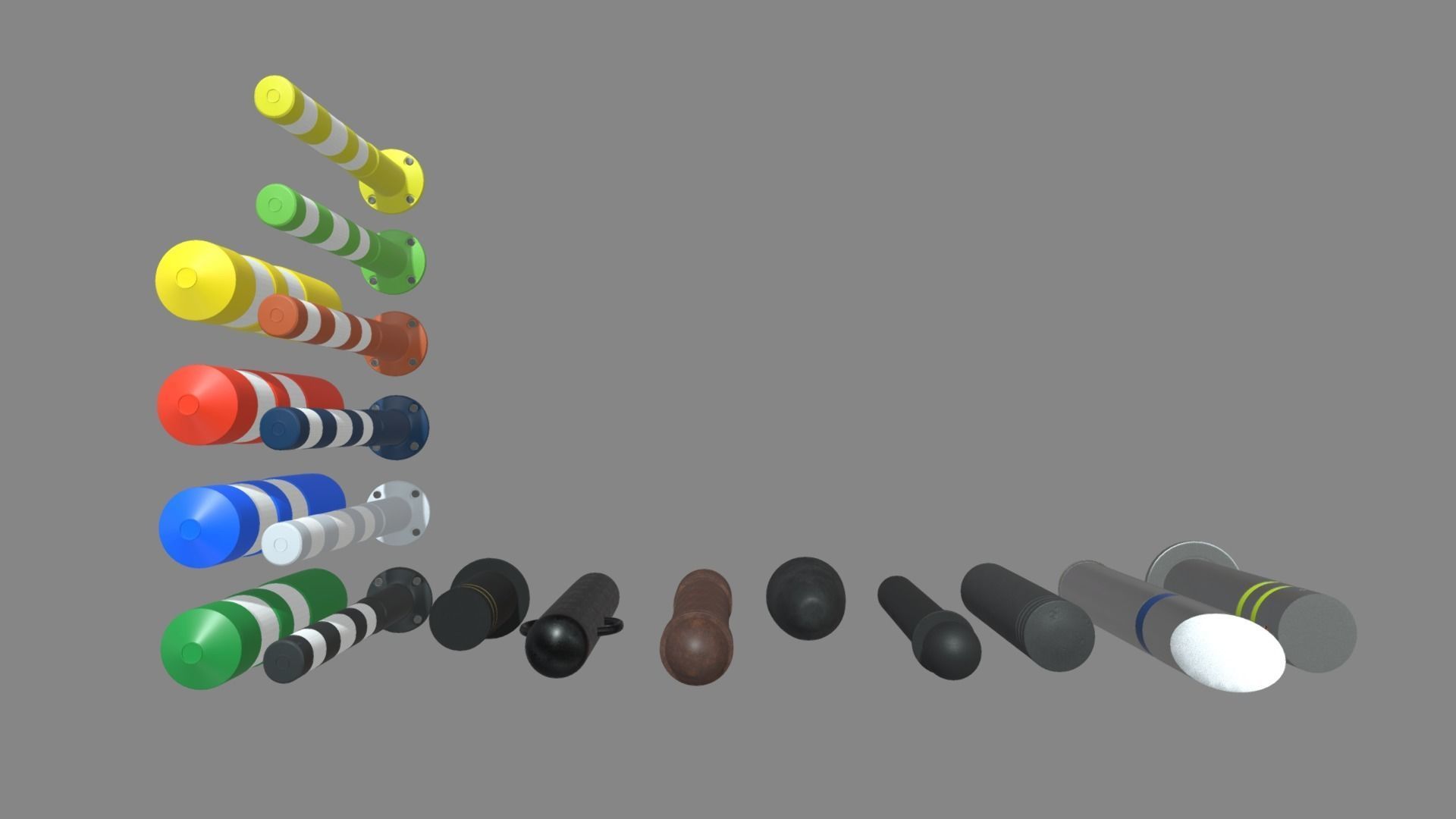 Bollards Pack Low-poly 3D model_2