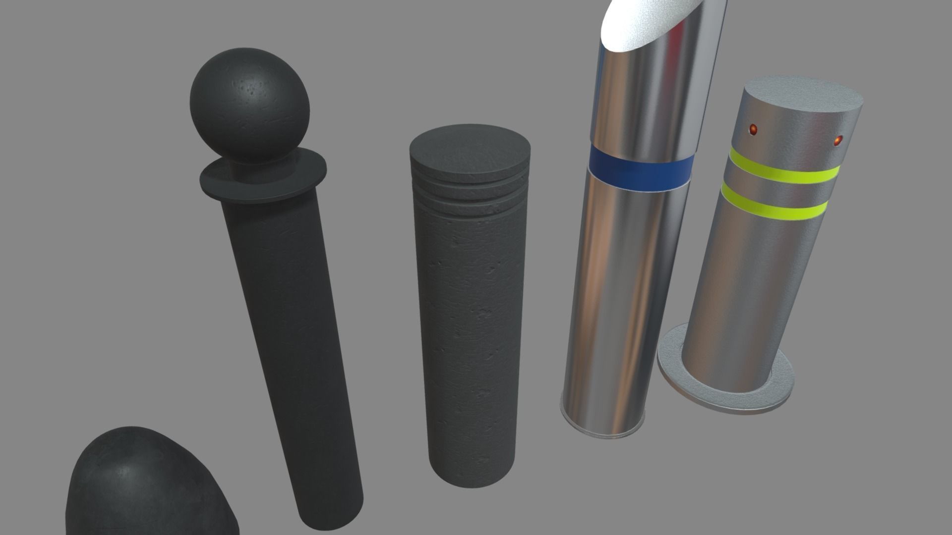 Bollards Pack Low-poly 3D model_10