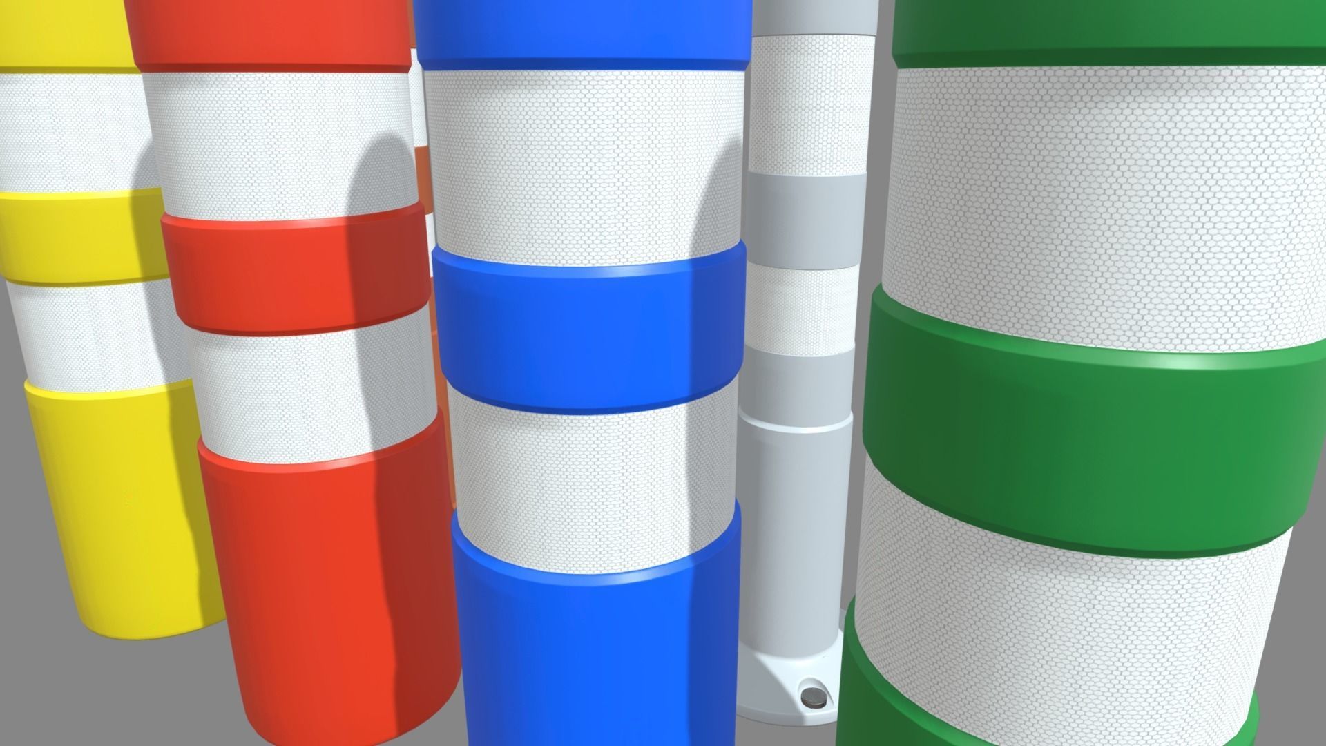 Bollards Pack Low-poly 3D model_4