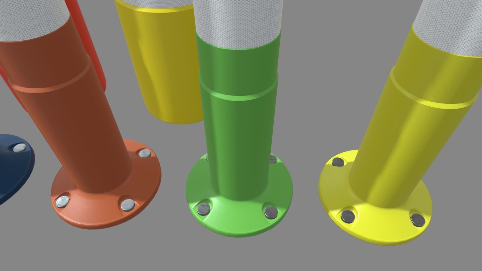 Bollards Pack Low-poly 3D model_6
