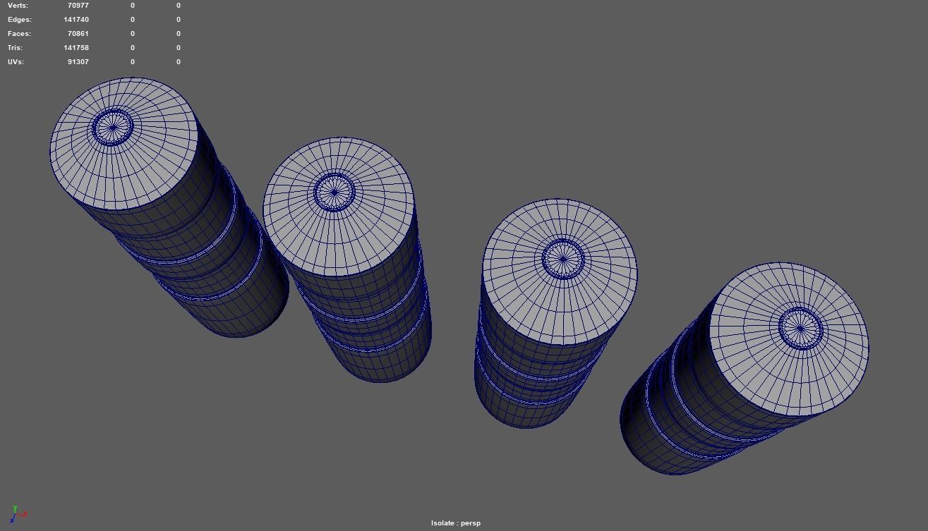 Bollards Pack Low-poly 3D model_16