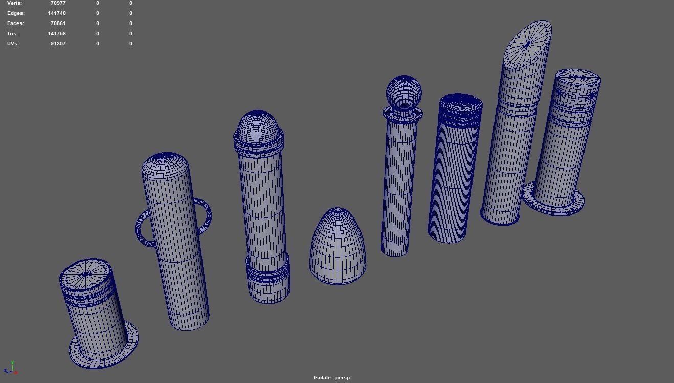 Bollards Pack Low-poly 3D model_18