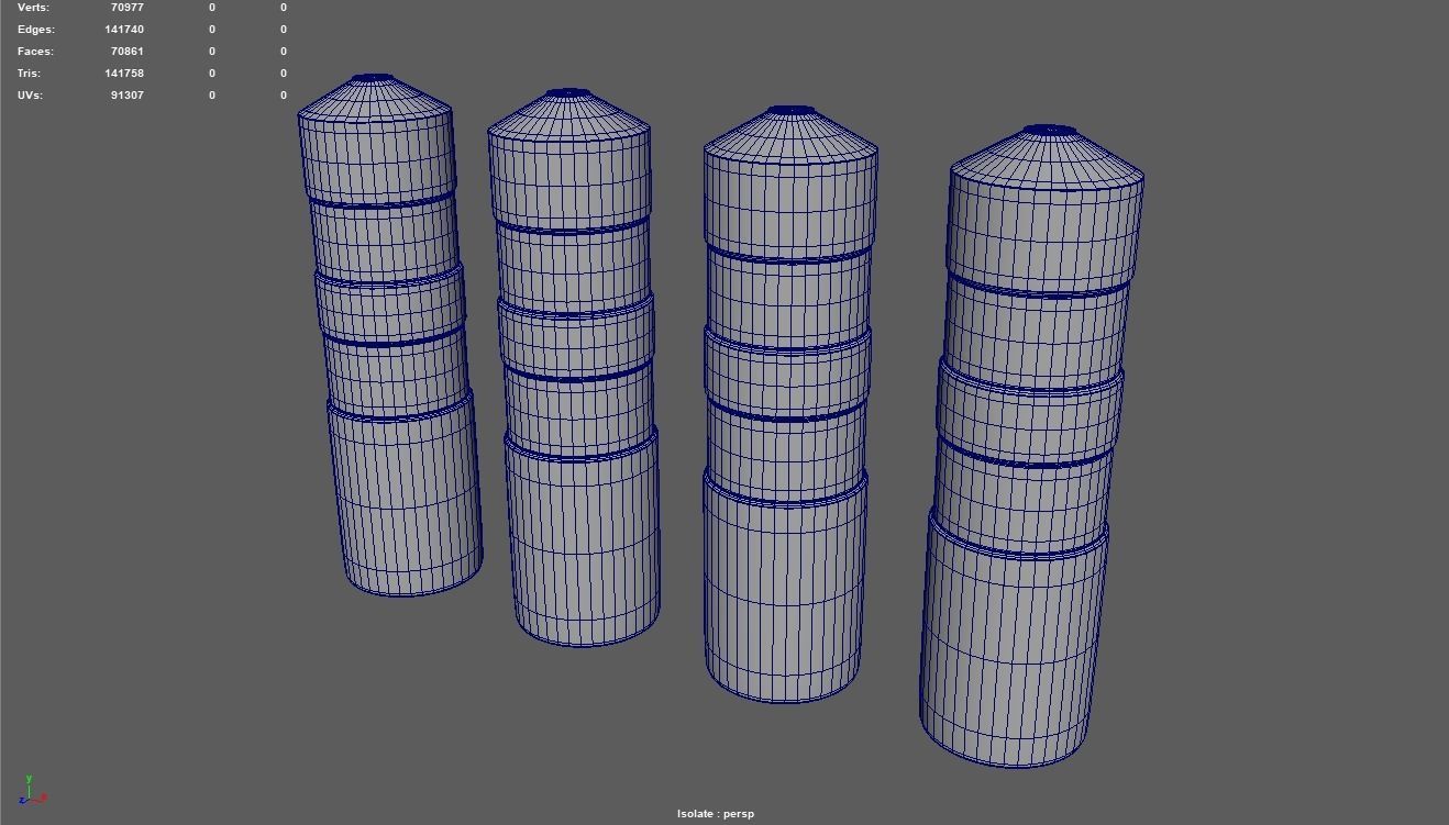 Bollards Pack Low-poly 3D model_15