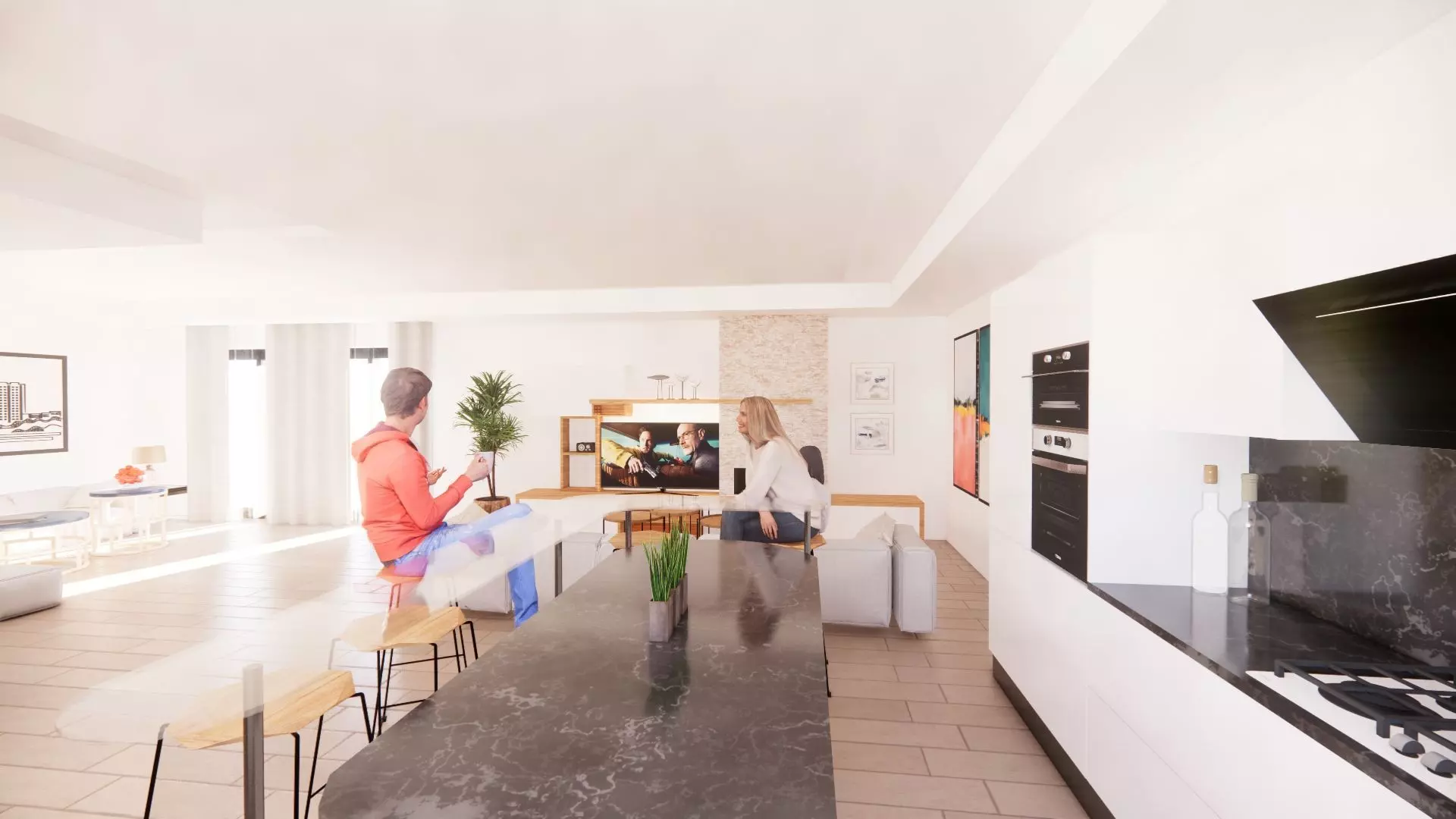 kitchen 7 with two people in it Free 3D model