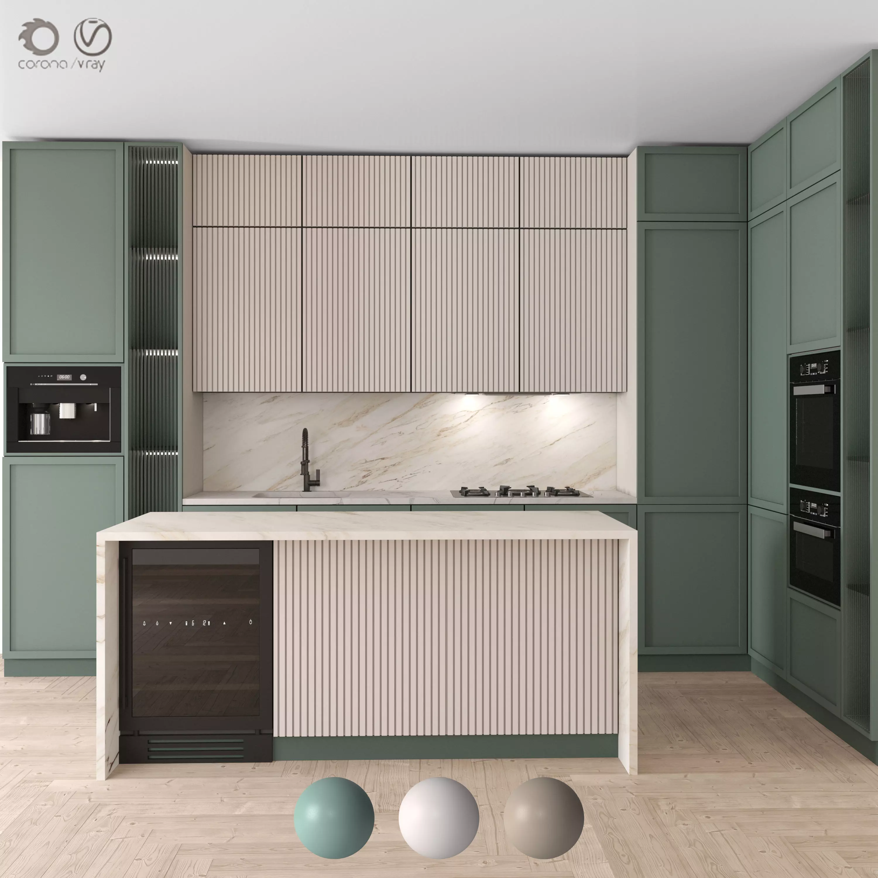 Kitchen Neoclassic 28 - Corner Kitchen 3D model