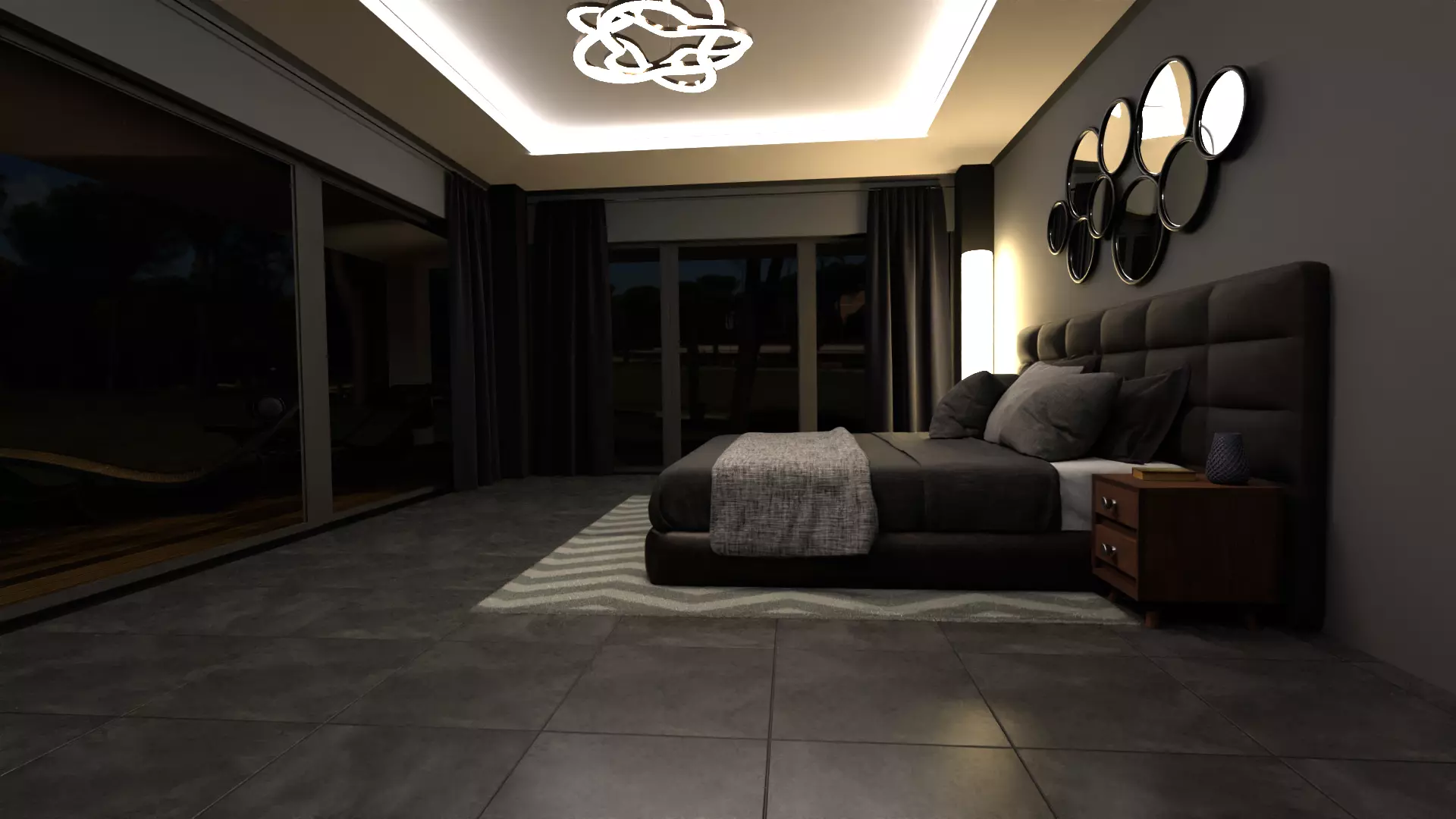 Room04 modern bedroom with chandelier 3D model