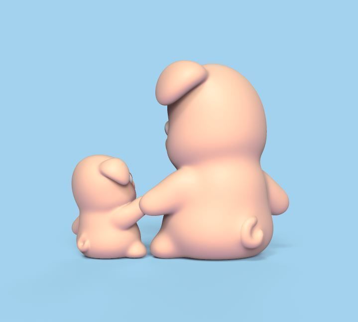 Pig and Baby Pig 3D print model_3