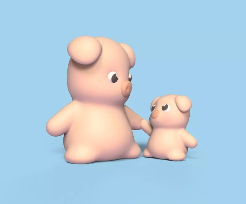 Pig and Baby Pig 3D print model_0