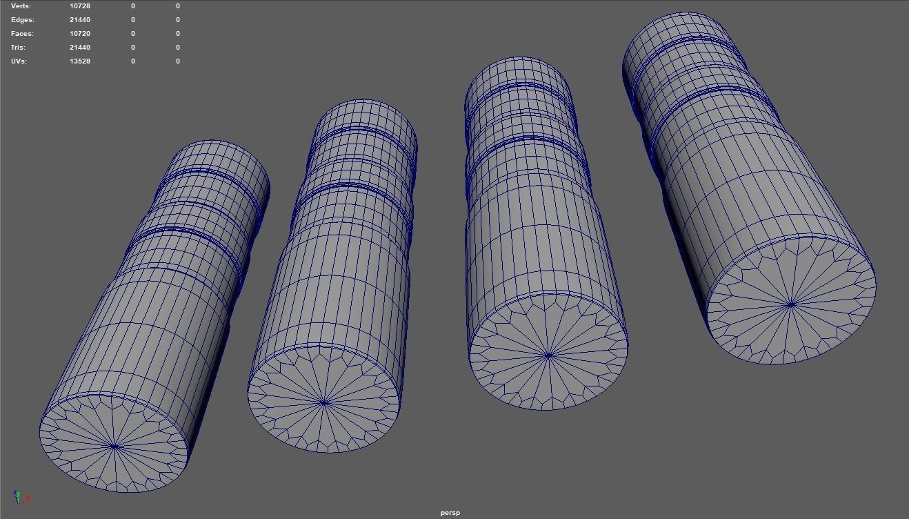 Bollards 01 Low-poly 3D model_10