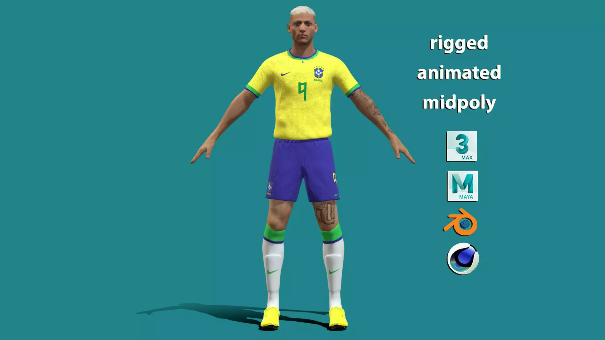 Richarlison Brazil Worldcup 2022 3D model_0