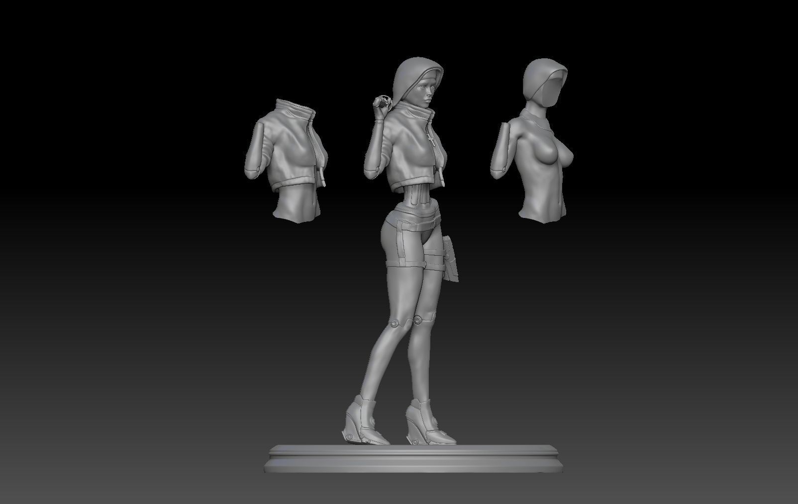 cyber nun girl 1 3D print model_4