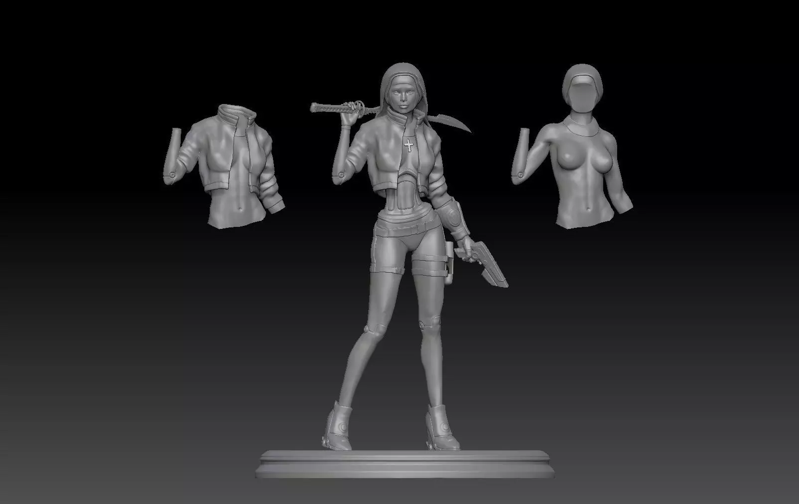 cyber nun girl 1 3D print model_0