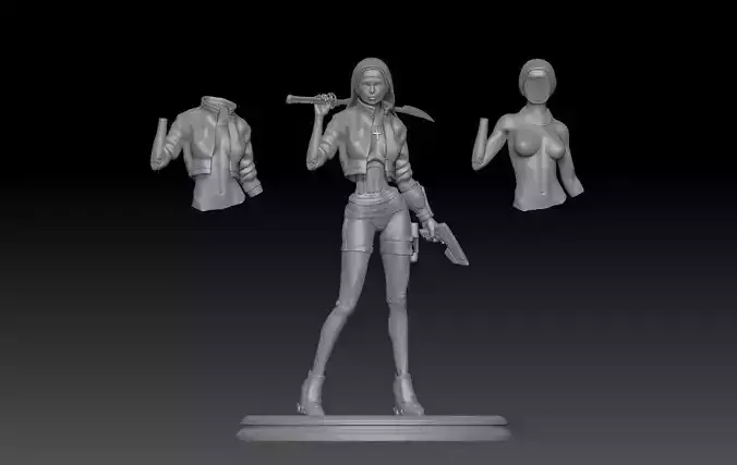 cyber nun girl 1 3D print model