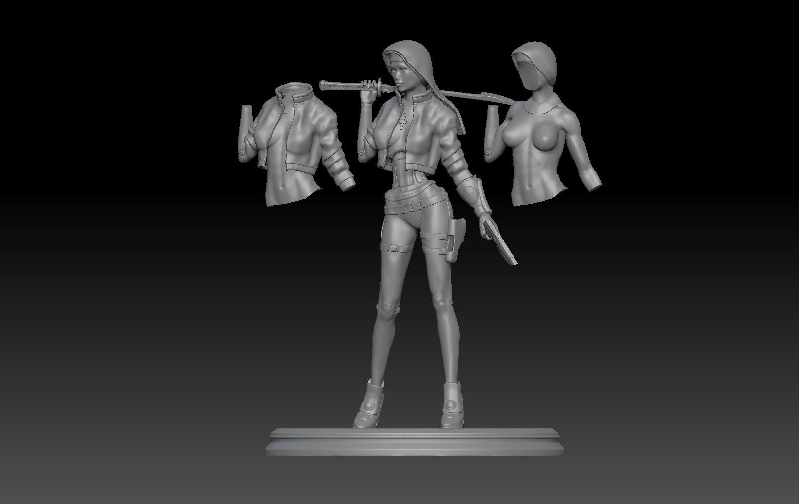 cyber nun girl 1 3D print model_1