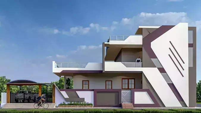 EXTERIOR HOUSE SCENE 3D model