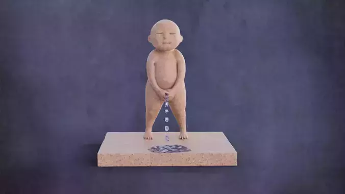 Peeing boy water feature  Low-poly 3D model