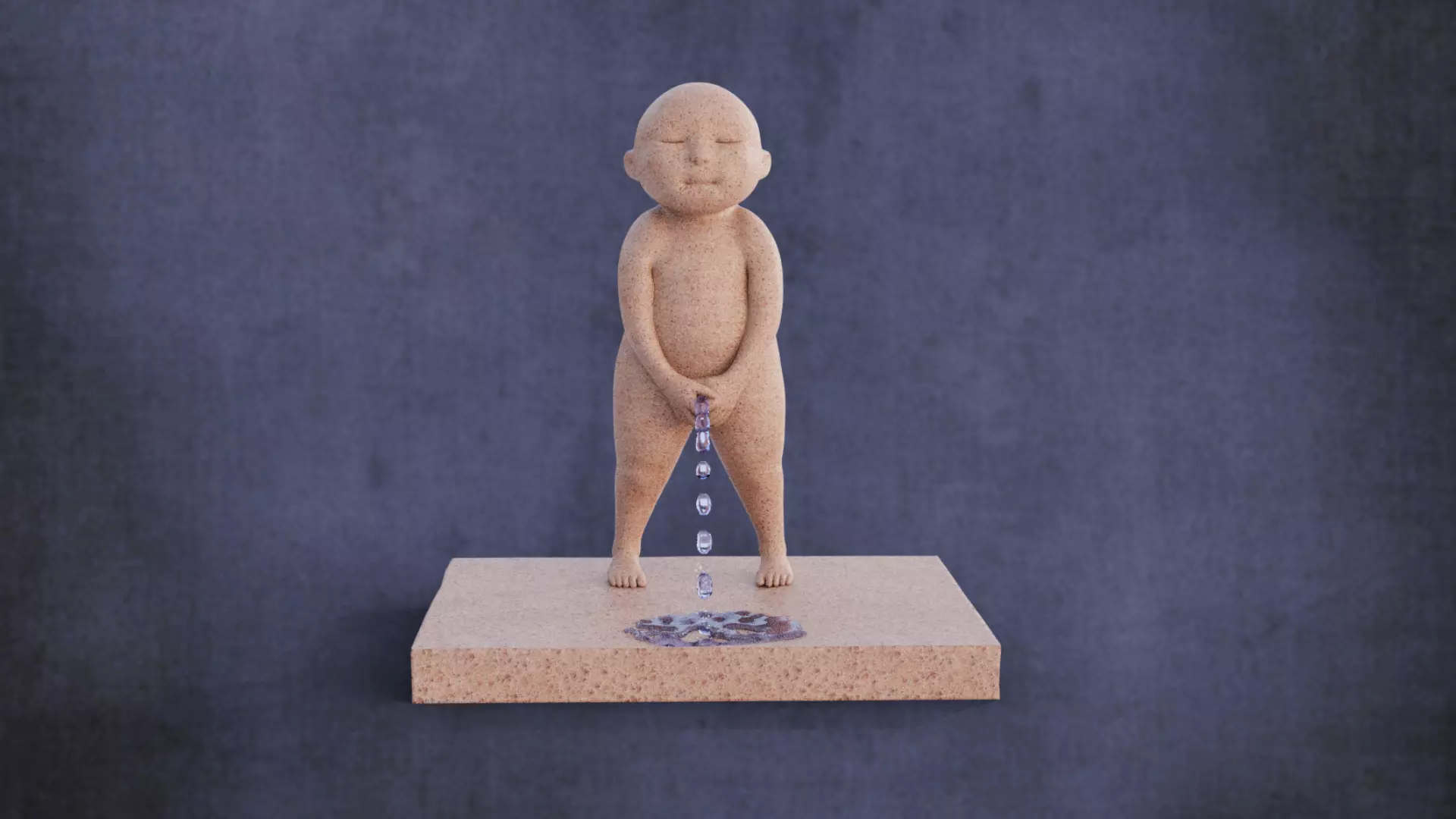 Peeing boy water feature Low-poly 3D model