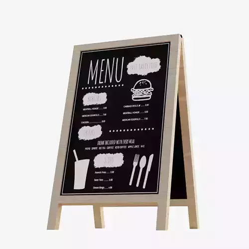 Cafe Bar Menu Stand Low-poly 3D model