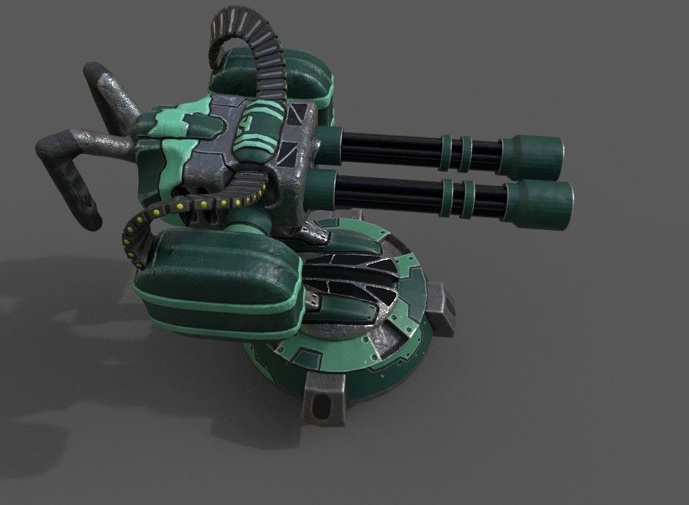 Free military automatic sentry gun Free low-poly 3D model_1