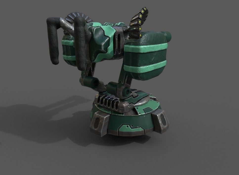 Free military automatic sentry gun Free low-poly 3D model_2