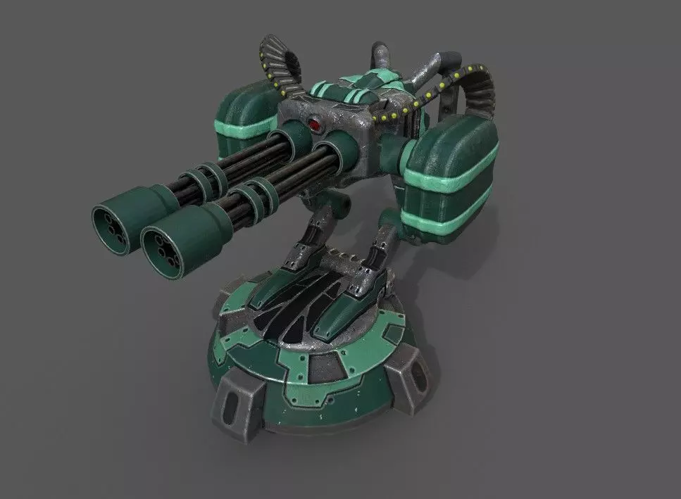 Free military automatic sentry gun Free low-poly 3D model_0