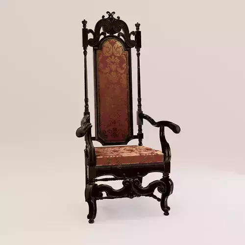 Antique James II Style High Back Walnut Armchair