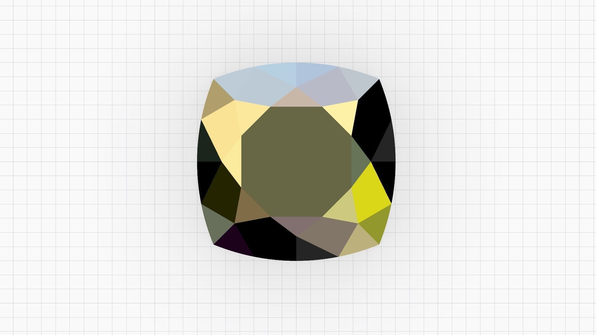 Cushion square gem 57 facets 3D print model_2