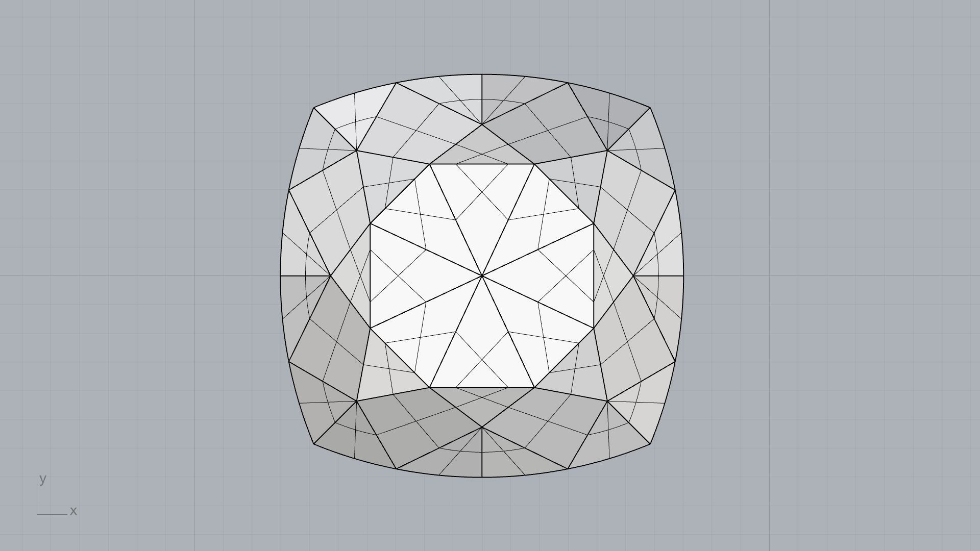 Cushion square gem 57 facets 3D print model_7