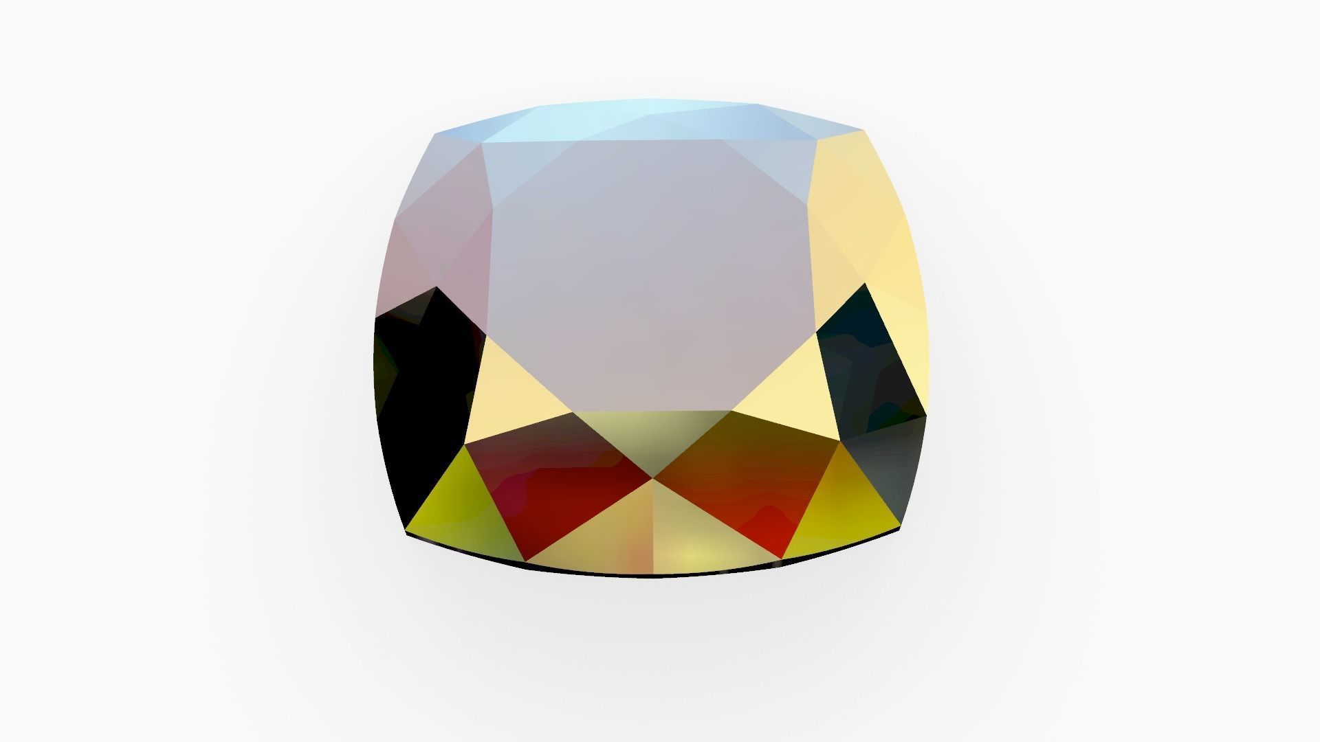 Cushion square gem 57 facets 3D print model_5